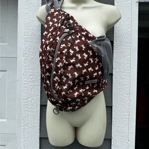 Dog pattern scottish Scottie cairn terrier Brown Patterned Sling Bag back pack